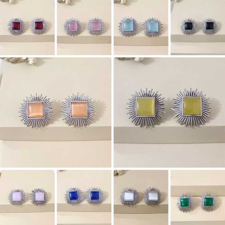 a3d (691) Oxidised Stud Earrings-a3d1613 - Image 1